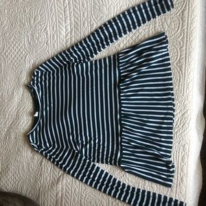 Forest green striped peplum long sleeve